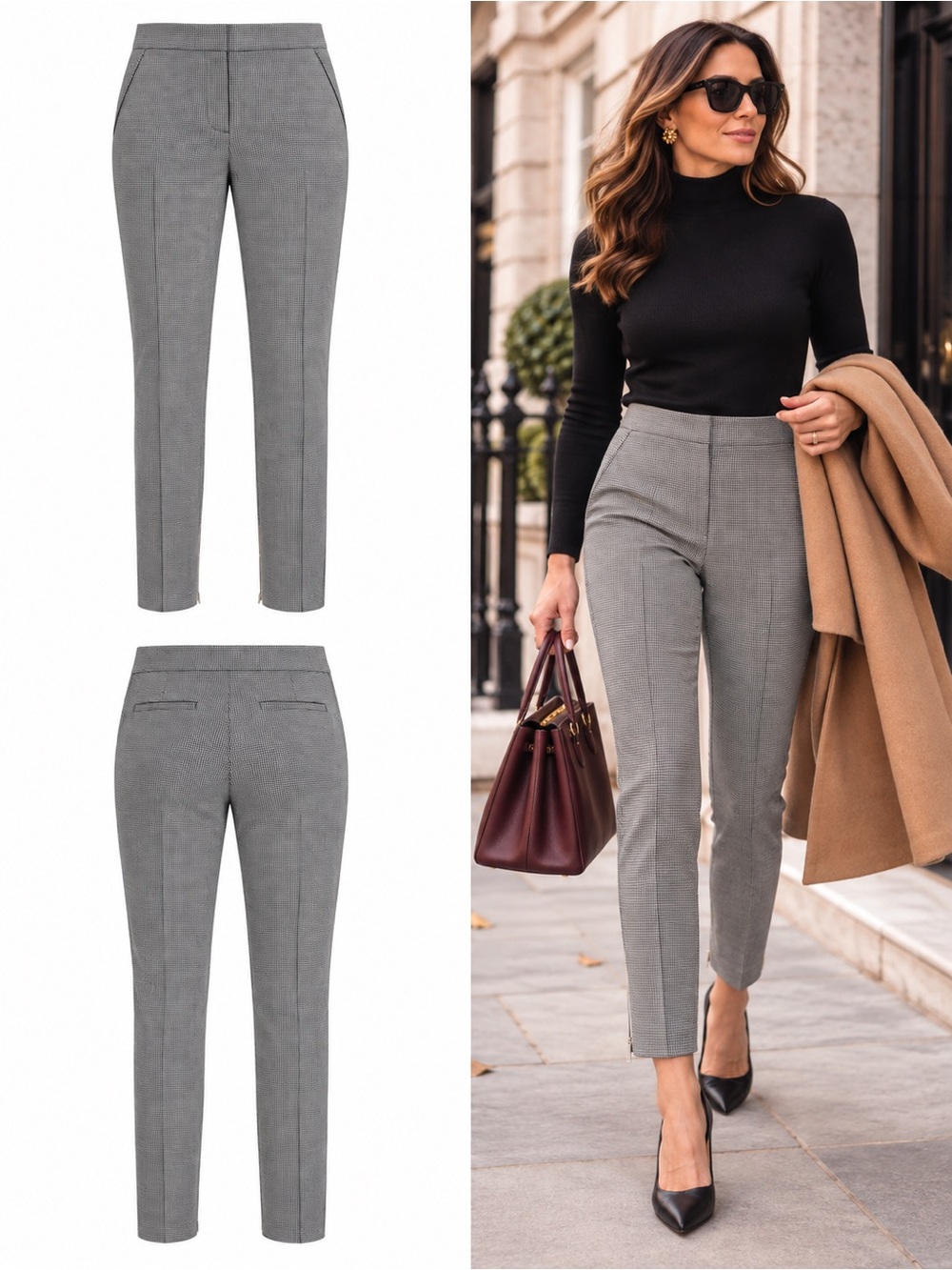 Reiss Grey Ankle-Length Tailored Trousers